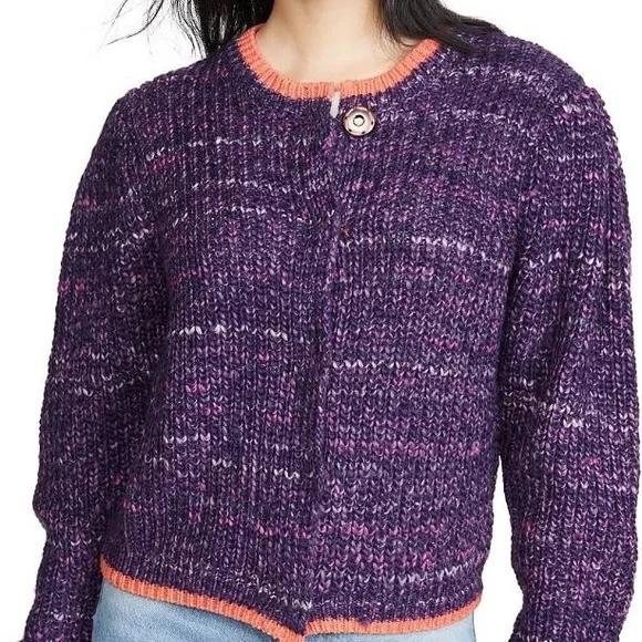 Free People Purple Combo Knit Cardigan-NWT - Picture 2 of 16